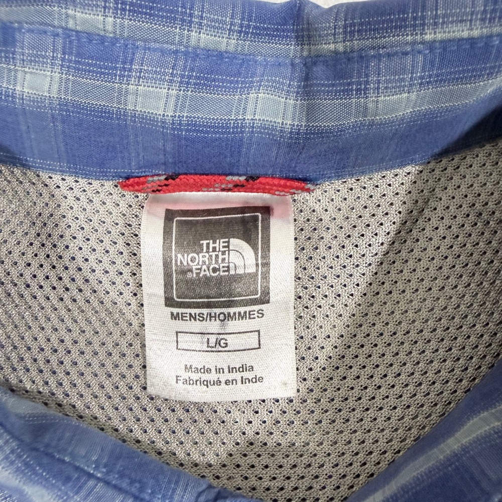 The North Face‎ Button Down Mens L Blue Plaid Long Sleeve AB5E Hiking Shirt - Picture 3 of 9